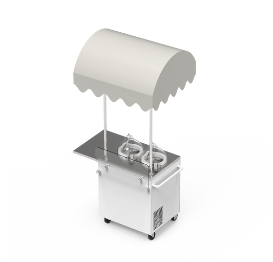 Commercial Gelato Ice Cream Cart, V2, Two Pots - Top Churn