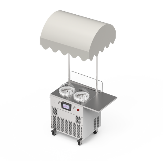 Commercial Gelato Ice Cream Cart, V2, Two Pots - Top Churn