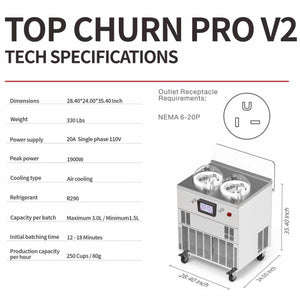 Commercial Gelato Ice Cream Maker, V2, Two Pots – Top Churn