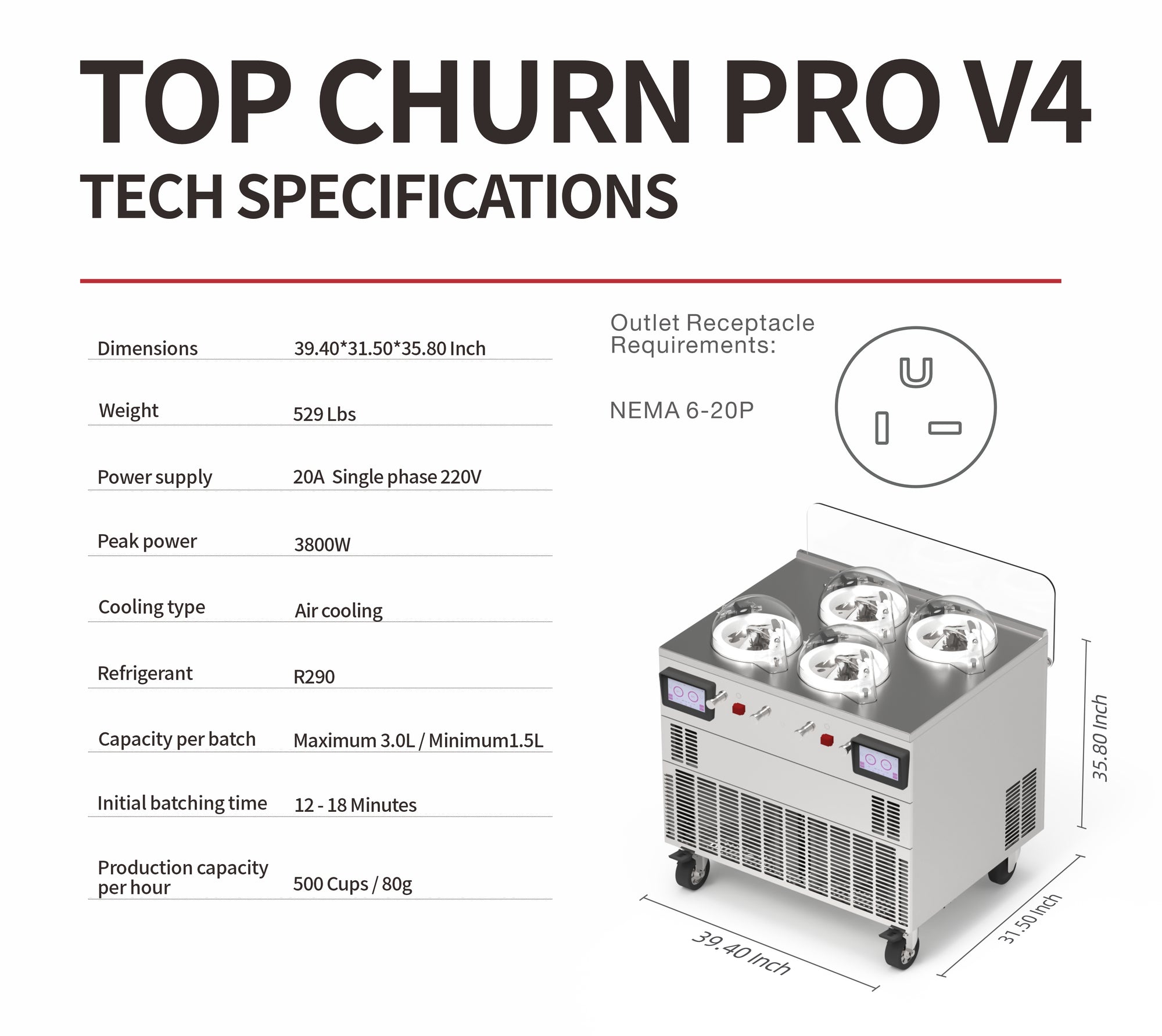 Commercial Gelato Ice Cream Maker, V4, Four Pots – Top Churn Specs | Texas Frozentech